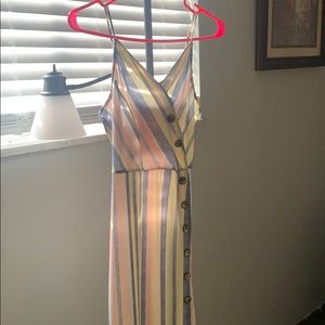 Spaghetti strapped pastel striped dress